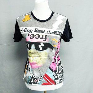 80s Style Mixed Print Graphic Tee